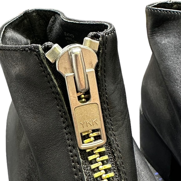 GREY CITY Black Leather Zip Booties YKK Zipper Size 6.5 - Picture 4 of 9
